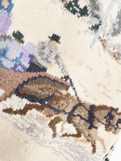 vintage lauren RL 100% lambswool hand - knit sleigh ride 1/4 zip knit hoodie | ralph lauren - good market thrift store