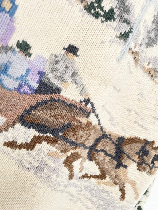 vintage lauren RL 100% lambswool hand - knit sleigh ride 1/4 zip knit hoodie | ralph lauren - good market thrift store