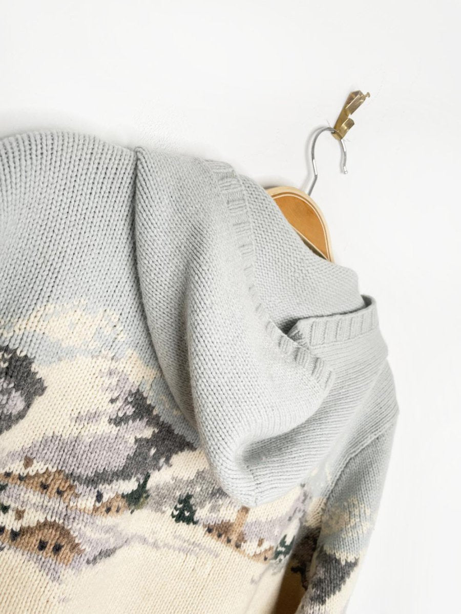 vintage lauren RL 100% lambswool hand - knit sleigh ride 1/4 zip knit hoodie | ralph lauren - good market thrift store