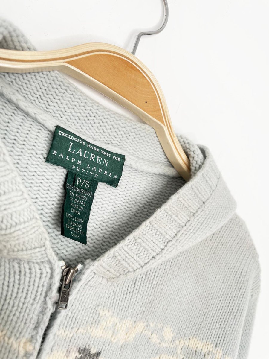 vintage lauren RL 100% lambswool hand - knit sleigh ride 1/4 zip knit hoodie | ralph lauren - good market thrift store