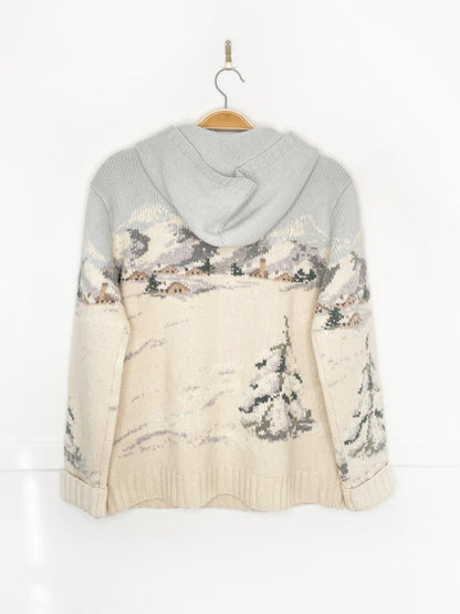 vintage lauren RL 100% lambswool hand - knit sleigh ride 1/4 zip knit hoodie | ralph lauren - good market thrift store