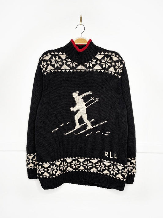 vintage lauren RL hand - knit linen - blend nordic skier sweater | ralph lauren - good market thrift store
