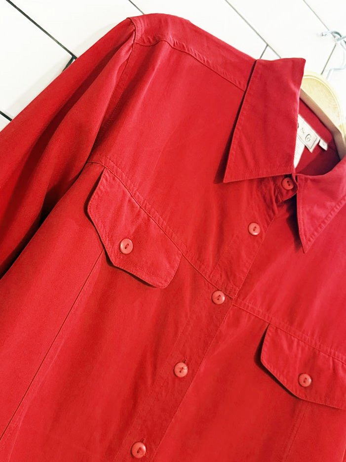 vintage LD&CO 100% silk double pocket blouse - good market thrift store