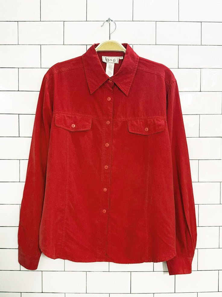 vintage LD&CO 100% silk double pocket blouse - good market thrift store