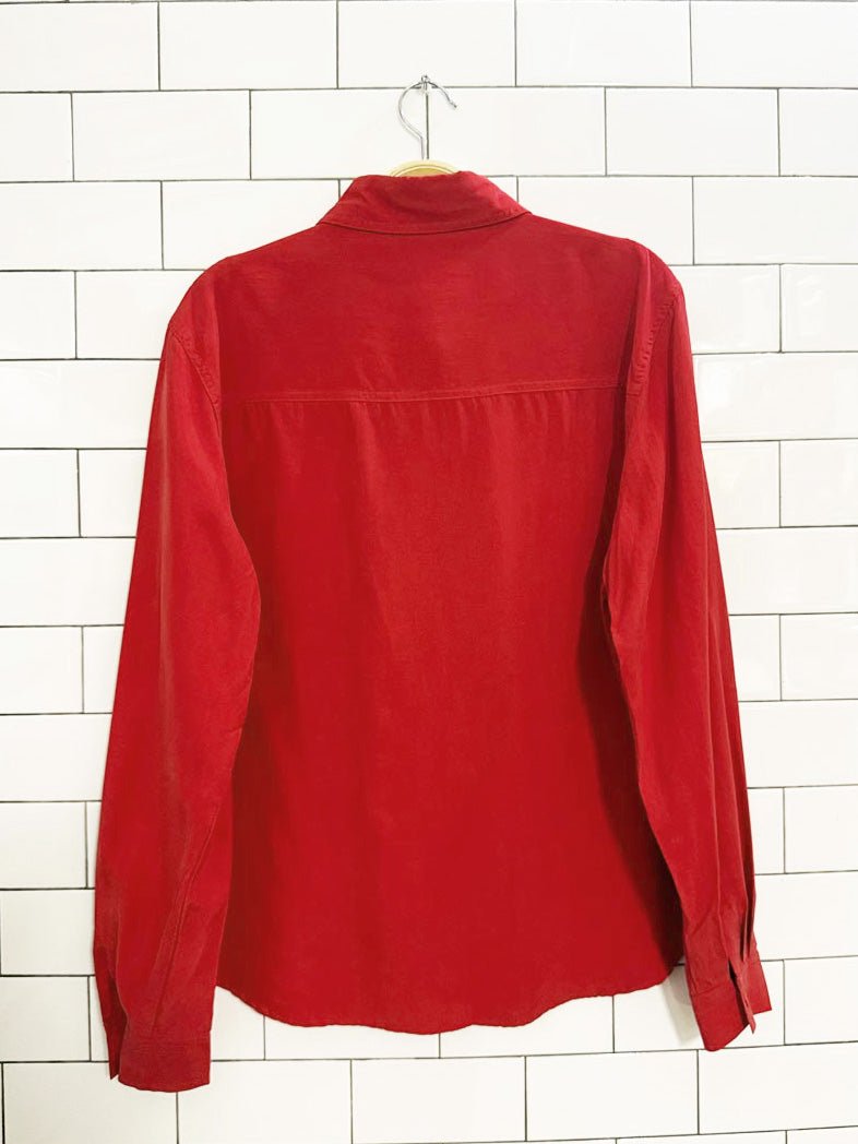 vintage LD&CO 100% silk double pocket blouse - good market thrift store