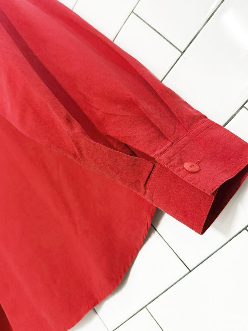 vintage LD&CO 100% silk double pocket blouse - good market thrift store