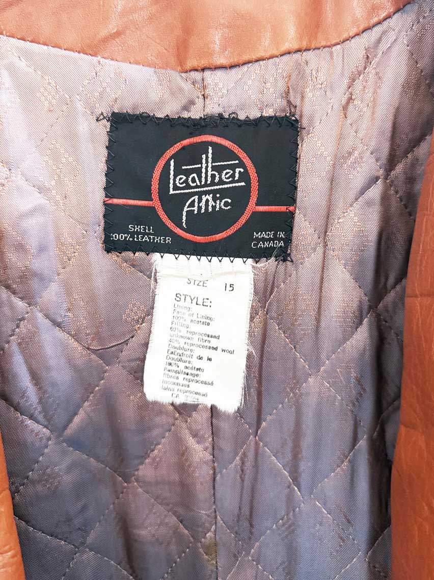 vintage leather attic belted leather trench coat | made in Canada - good market thrift store