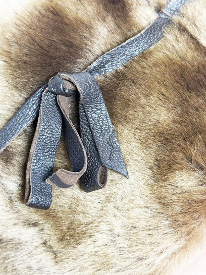 vintage leather bow detail real fur hat - good market thrift store