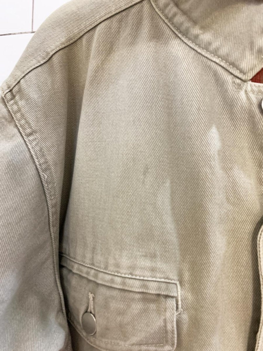 vintage leather collar soft denim chore coat - good market thrift store