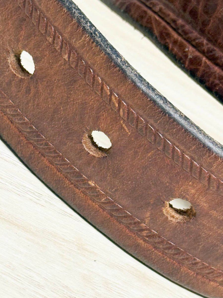 vintage leather embossed belt | made in Canada - good market thrift store
