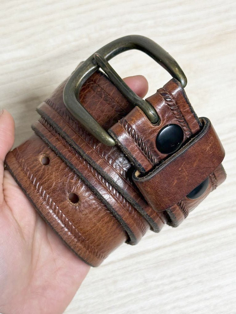 vintage leather embossed belt | made in Canada - good market thrift store