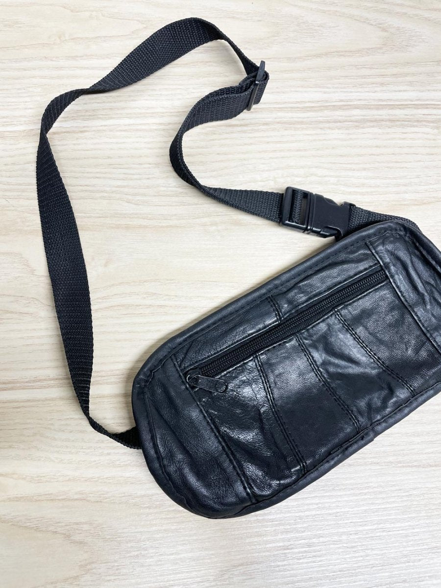 vintage leather flat belt bag - good market thrift store