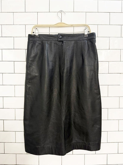 vintage leather knee - length skirt | with pockets - good market thrift store