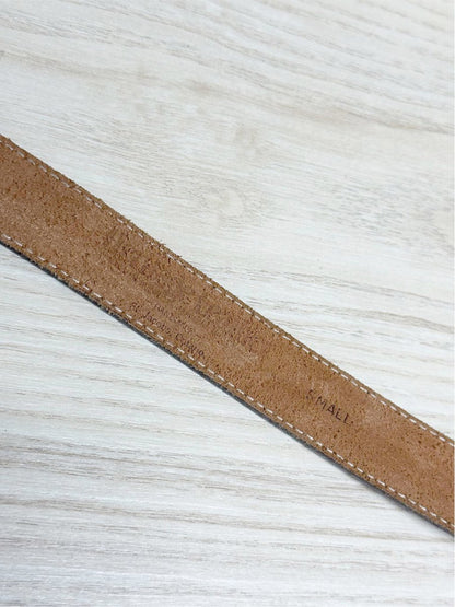 vintage leather metal tipped belt | made in Canada - good market thrift store