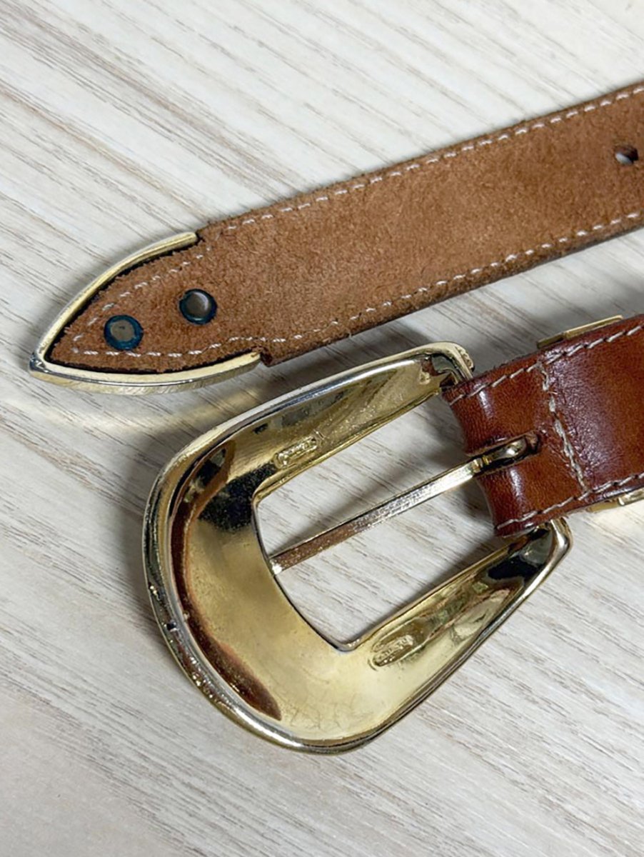 vintage leather metal tipped belt | made in Canada - good market thrift store