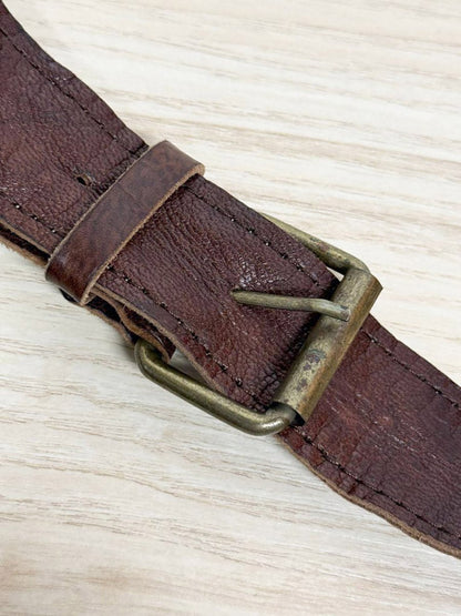 vintage leather multi - pocket buckle belt bag | fanny pack - good market thrift store