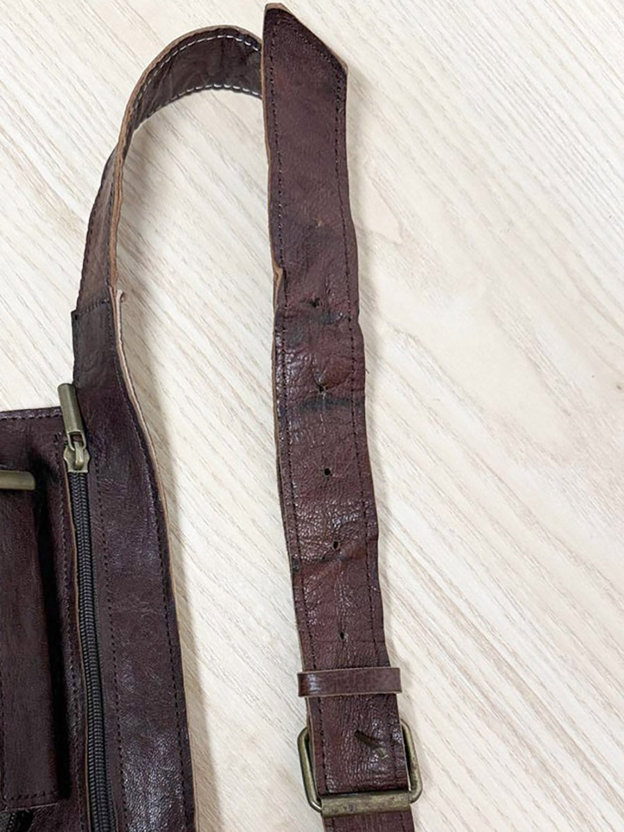 vintage leather multi - pocket buckle belt bag | fanny pack - good market thrift store