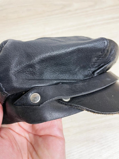 vintage leather newsboy cap | made in USA - good market thrift store