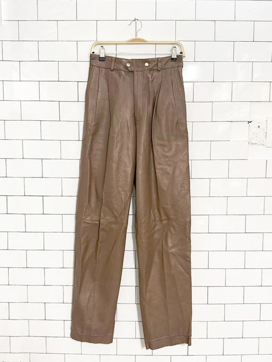 vintage leather pleated high waisted tapered pants - good market thrift store