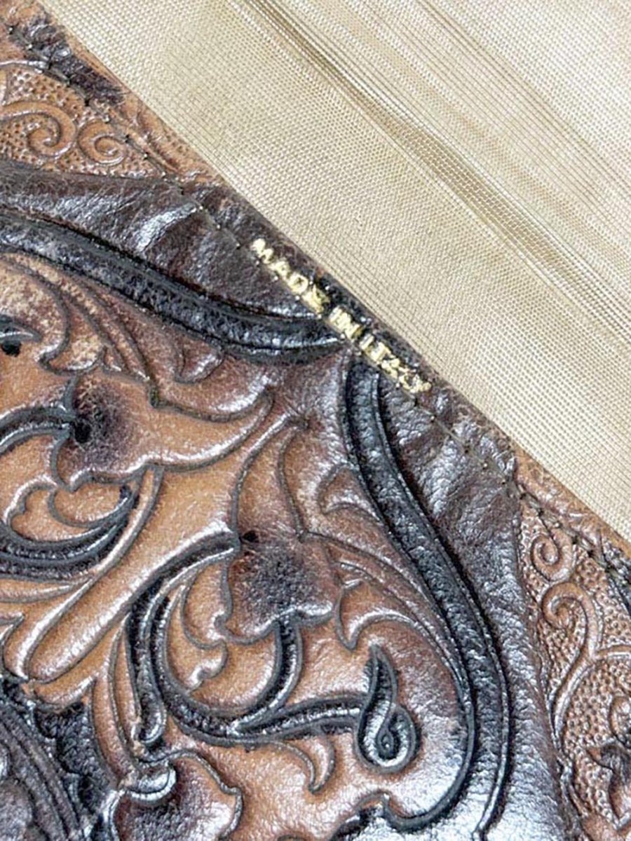 vintage leather tooled belt bag | made in Italy - good market thrift store