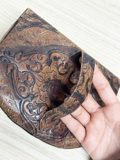 vintage leather tooled belt bag | made in Italy - good market thrift store