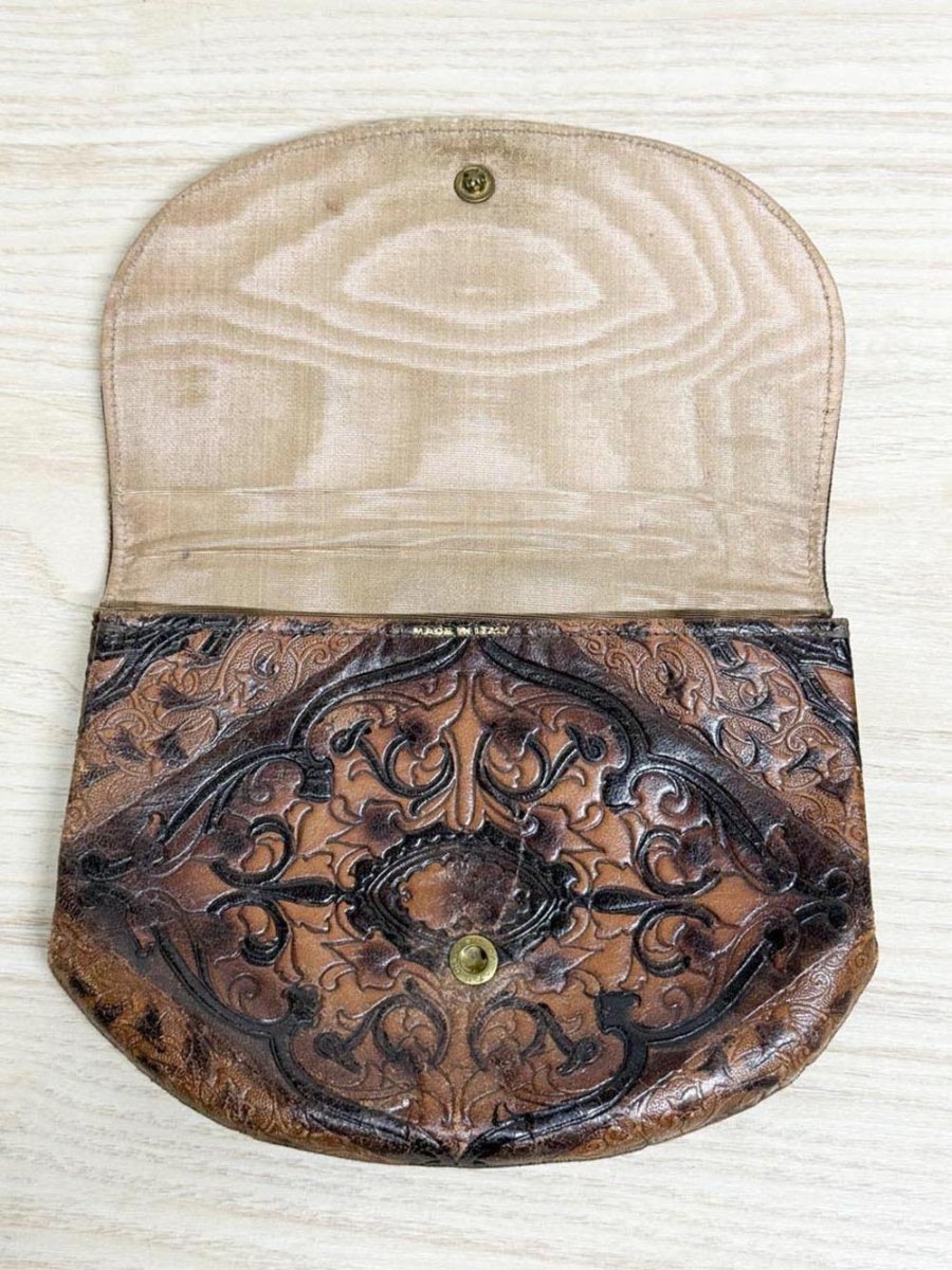 vintage leather tooled belt bag | made in Italy - good market thrift store