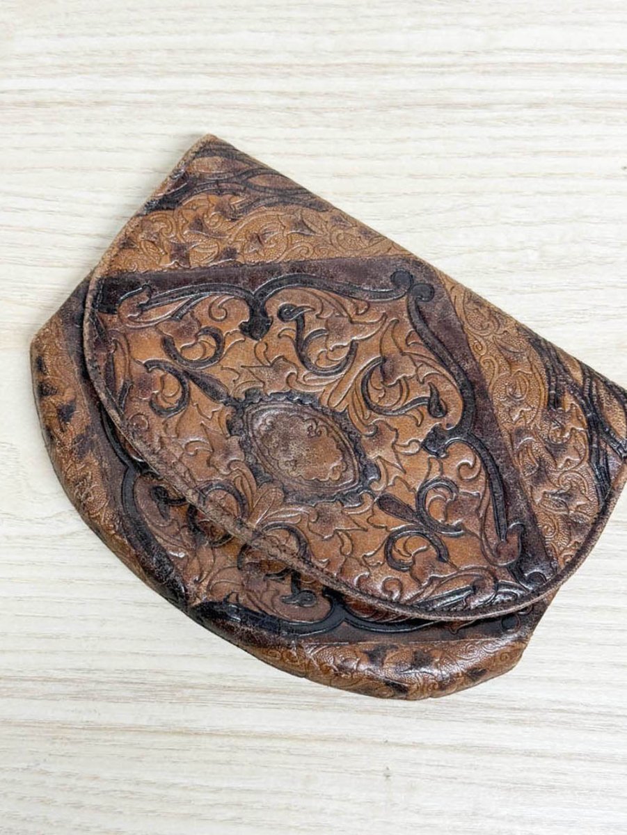 vintage leather tooled belt bag | made in Italy - good market thrift store