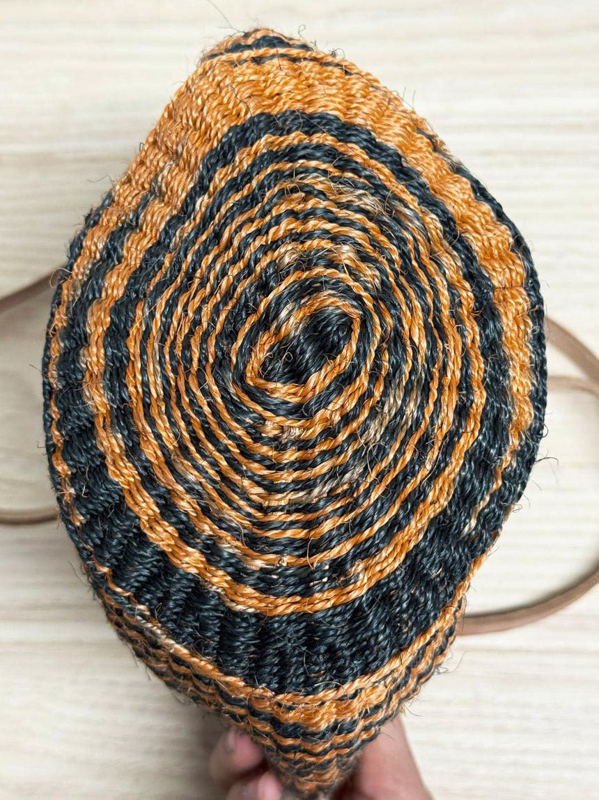 vintage leather trim woven sisal crossbody bag - good market thrift store