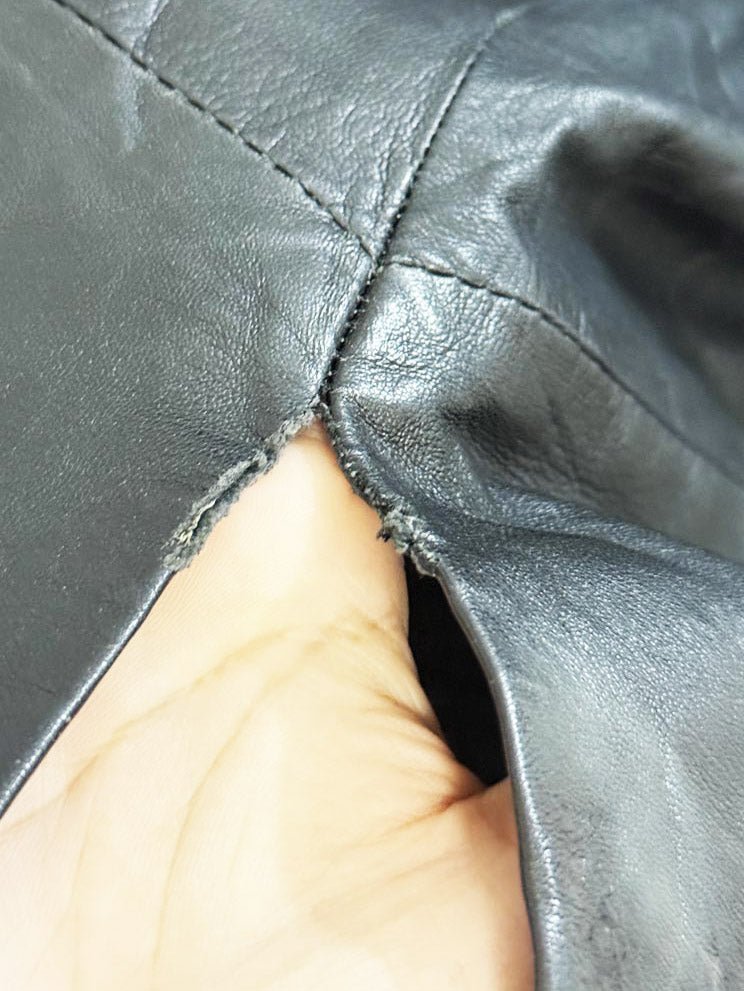 vintage leather v - stitch knee - length skirt - good market thrift store