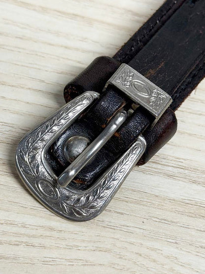 vintage leather western buckle double layer belt - good market thrift store