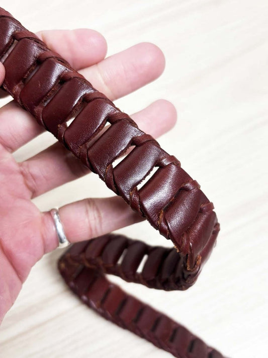 vintage leather woven ladder strap belt - good market thrift store