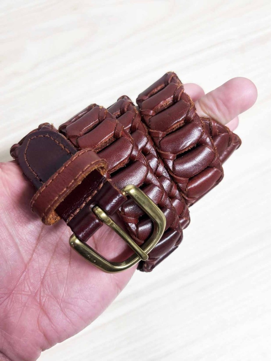 vintage leather woven ladder strap belt - good market thrift store