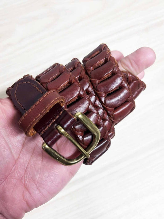vintage leather woven ladder strap belt - good market thrift store