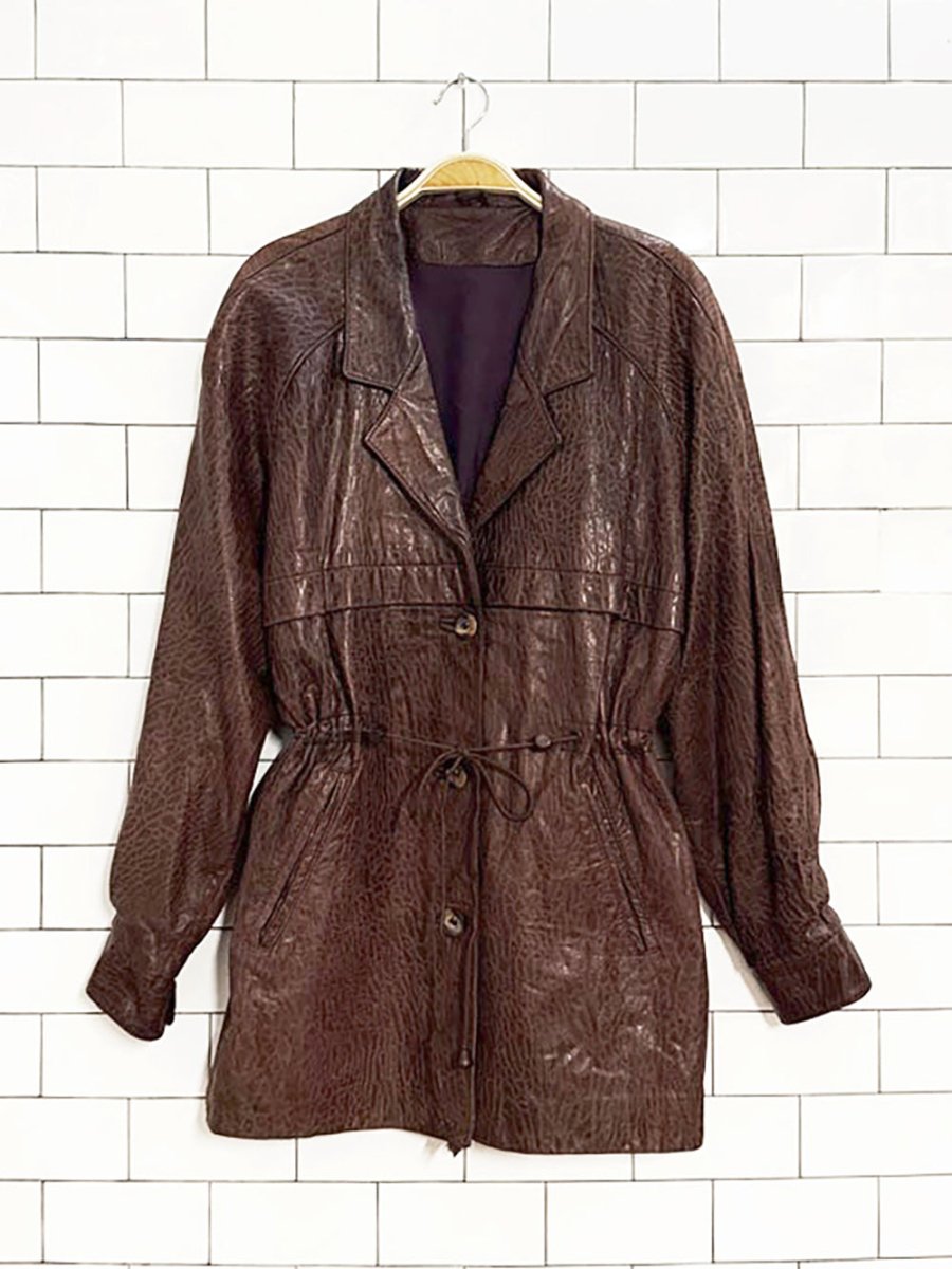 vintage lecuir niko textured lambskin leather cinch waist jacket | made in Canada - good market thrift store