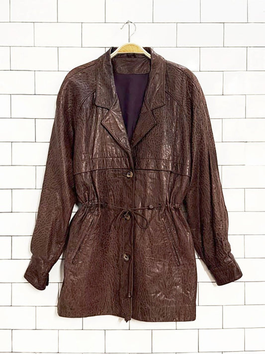 vintage lecuir niko textured lambskin leather cinch waist jacket | made in Canada - good market thrift store