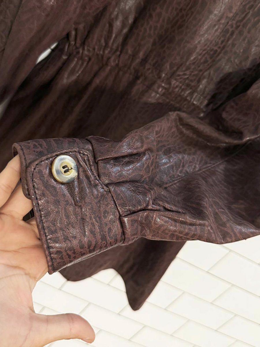 vintage lecuir niko textured lambskin leather cinch waist jacket | made in Canada - good market thrift store