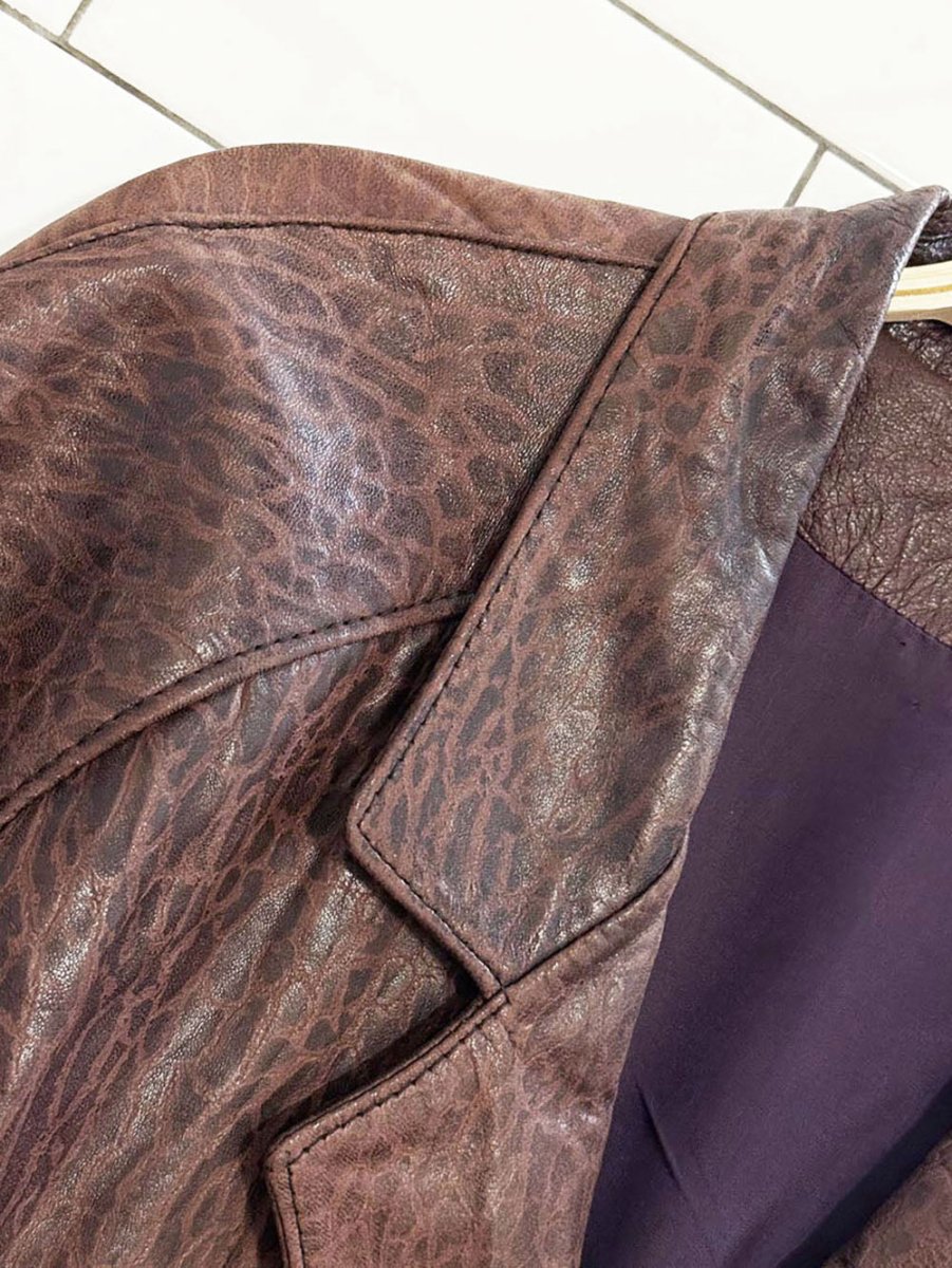 vintage lecuir niko textured lambskin leather cinch waist jacket | made in Canada - good market thrift store