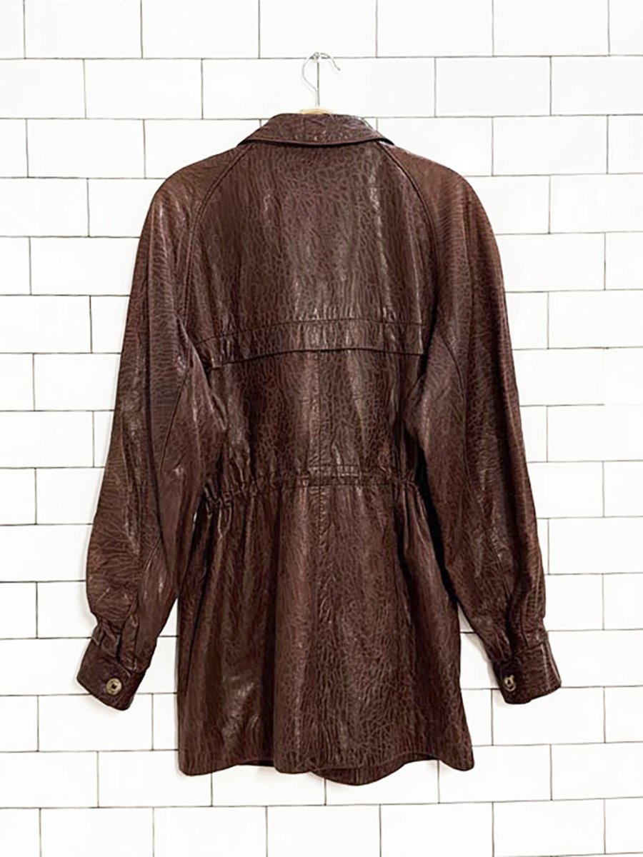 vintage lecuir niko textured lambskin leather cinch waist jacket | made in Canada - good market thrift store