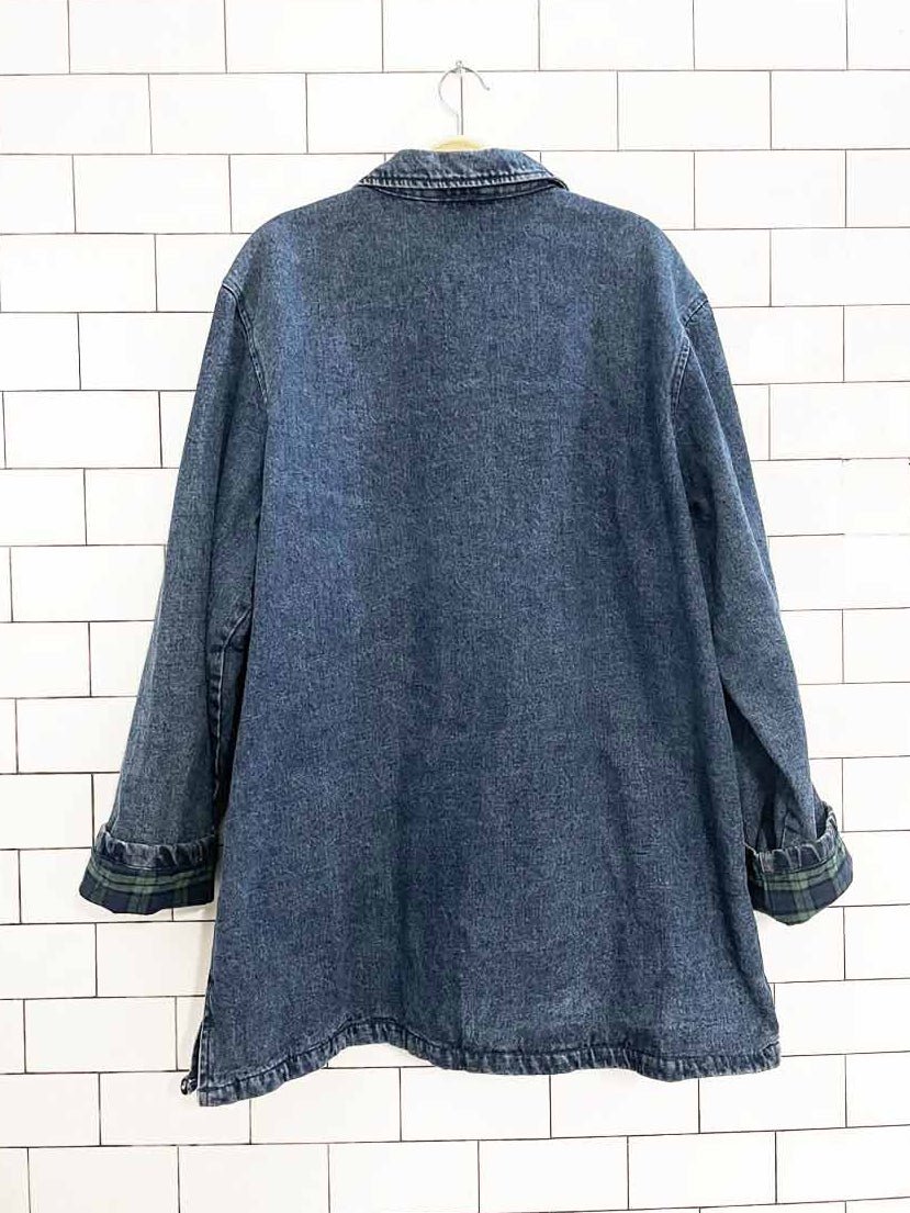 vintage lee valley plaid lined denim core coat - good market thrift store