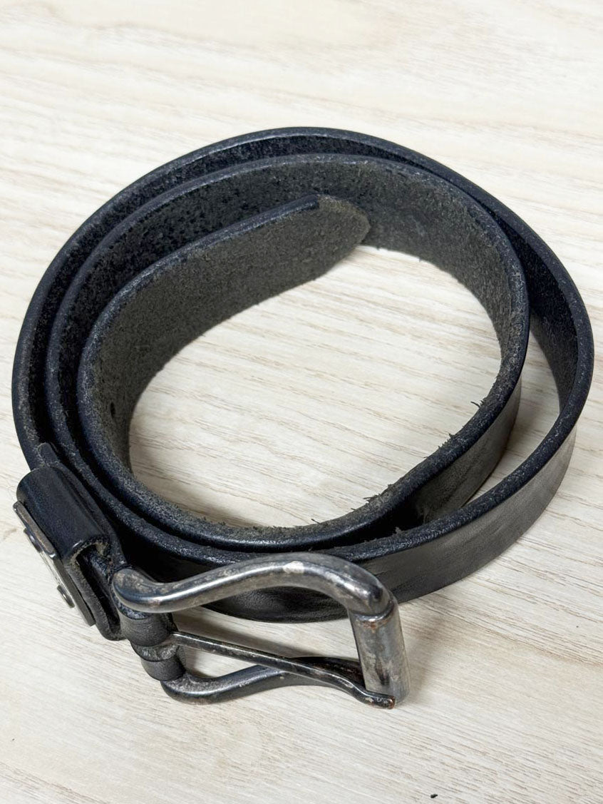 vintage levi's leather belt | stamped metal buckle - good market thrift store