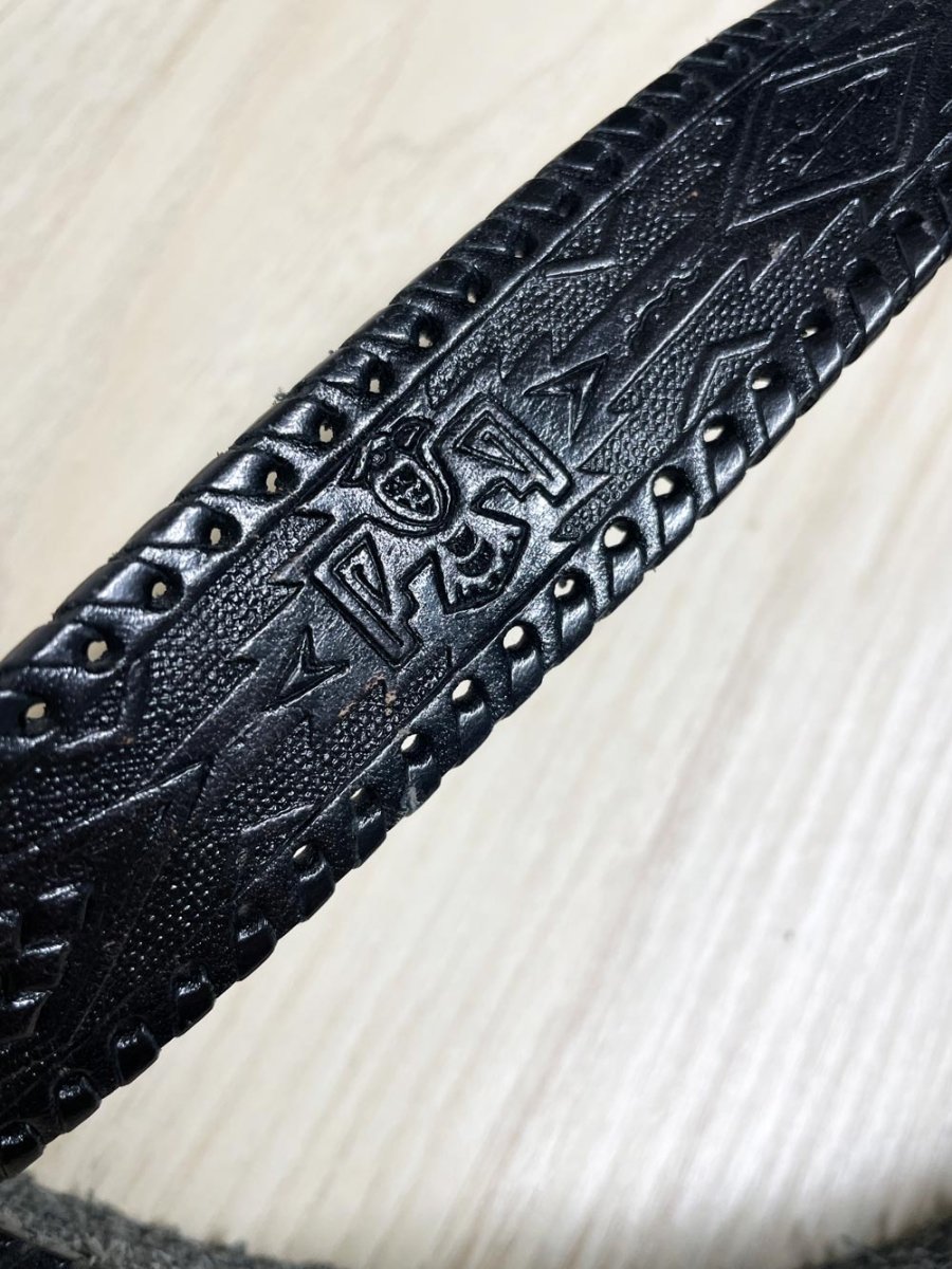 vintage levi's saddleman tooled leather belt w silver buckle - good market thrift store