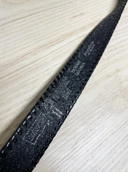 vintage levi's saddleman tooled leather belt w silver buckle - good market thrift store