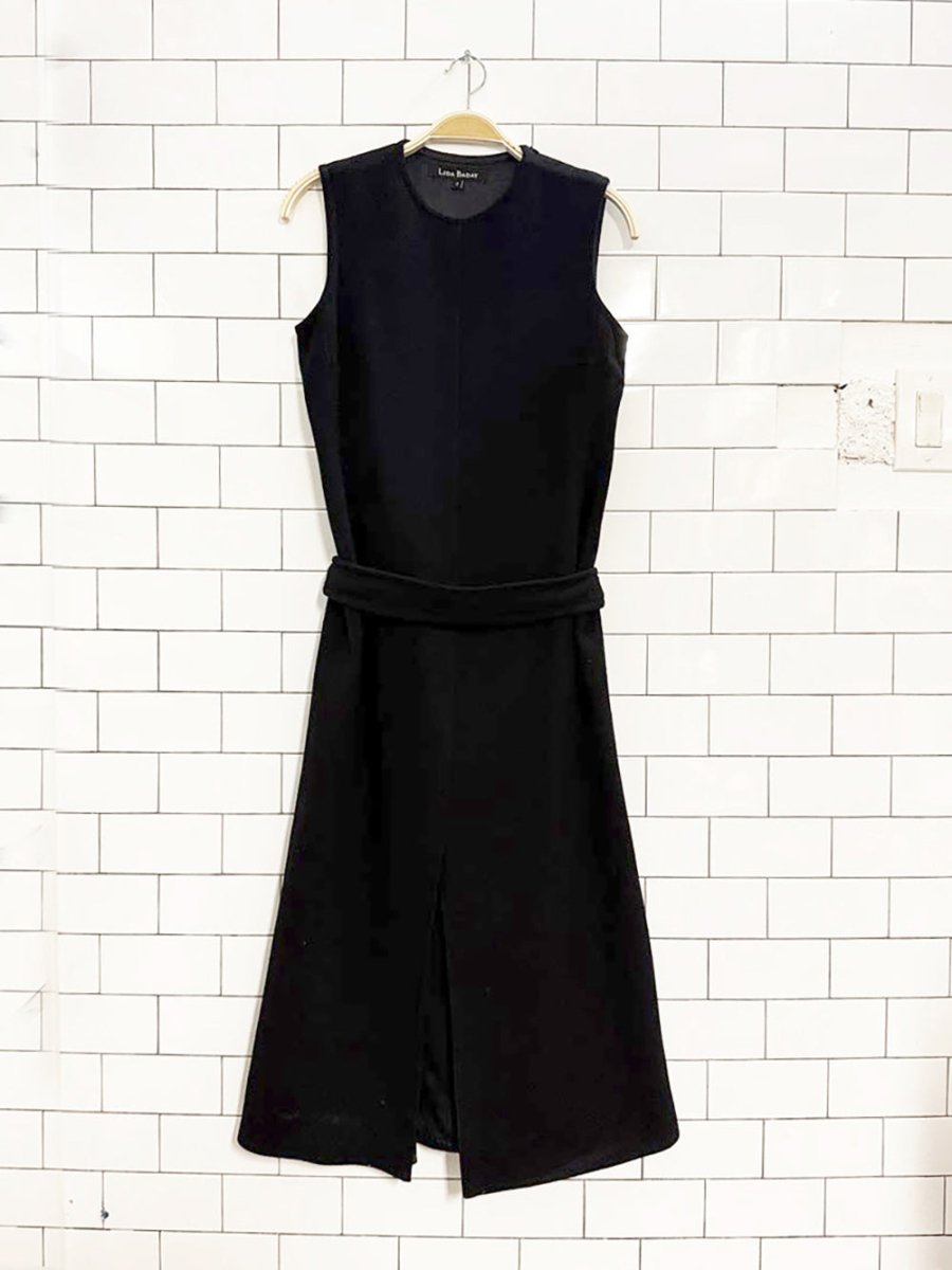 vintage lida baday sleeveless wool belted midi dress - good market thrift store