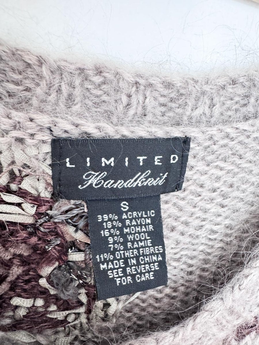 vintage limited hand-knit mohair-wool blend floral boxy knit sweater - good market thrift store