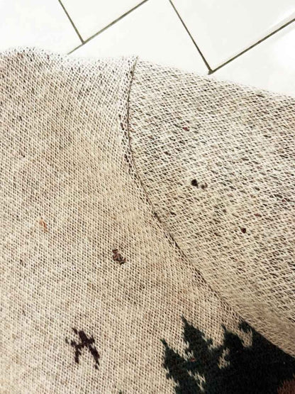 vintage lindor 100% wool cottage nature scene knit cardigan - good market thrift store