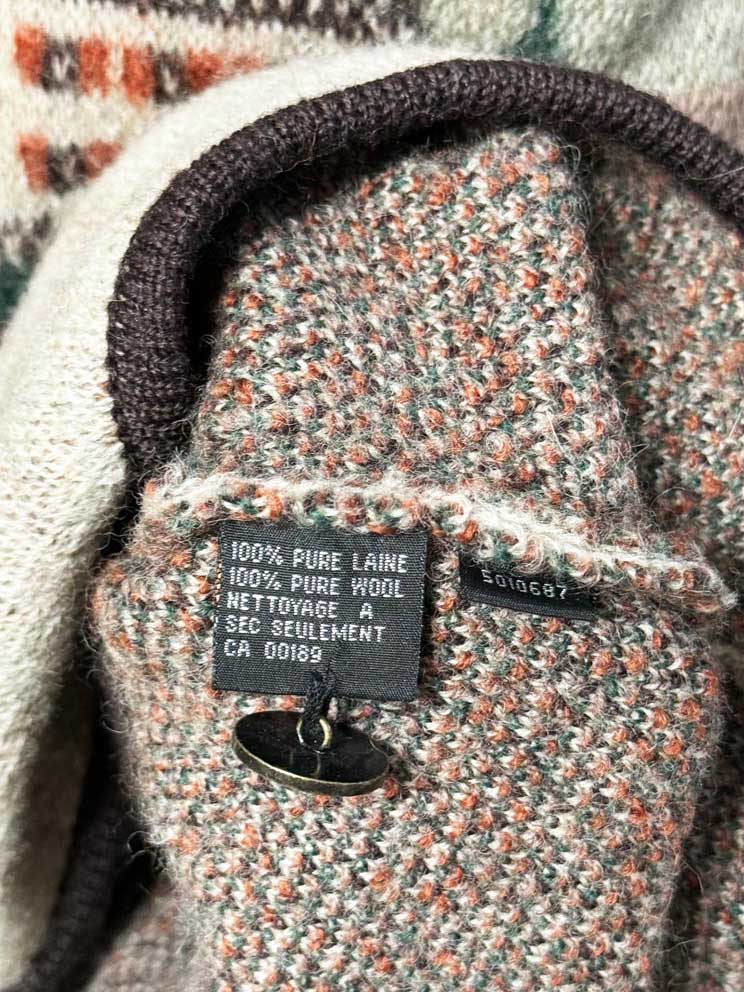 vintage lindor 100% wool cottage nature scene knit cardigan - good market thrift store