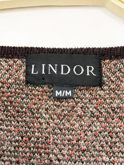 vintage lindor 100% wool cottage nature scene knit cardigan - good market thrift store
