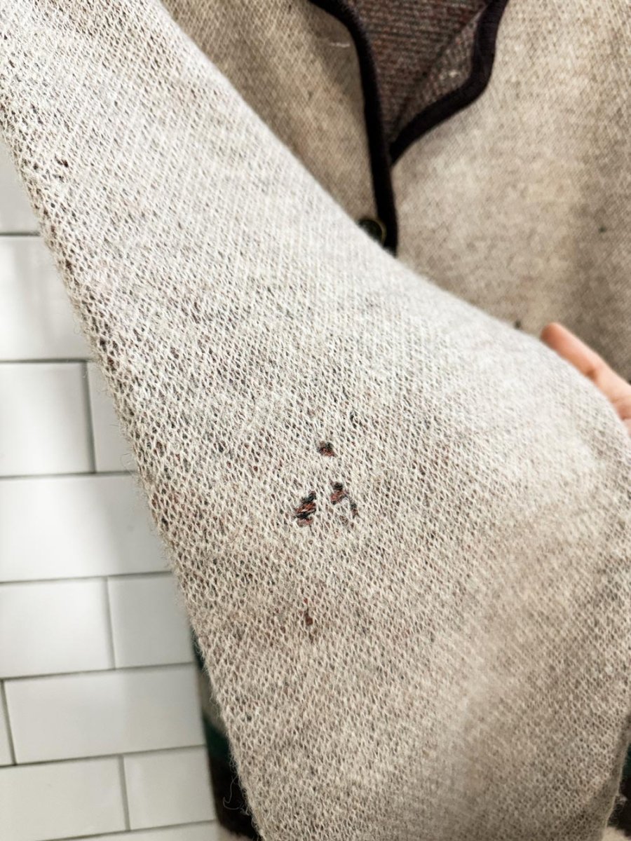 vintage lindor 100% wool cottage nature scene knit cardigan - good market thrift store