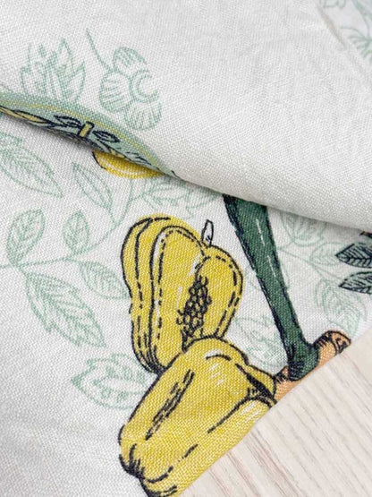 vintage linen harvest farming illustrations table cloth - good market thrift store