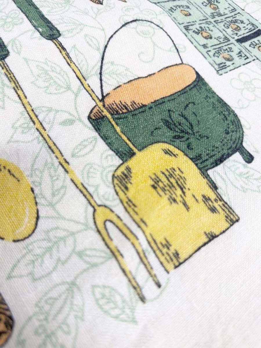 vintage linen harvest farming illustrations table cloth - good market thrift store